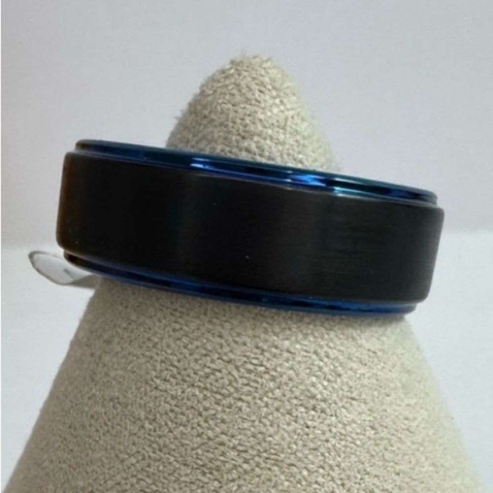 Blac Label Tungsten Ring with Blue Accents